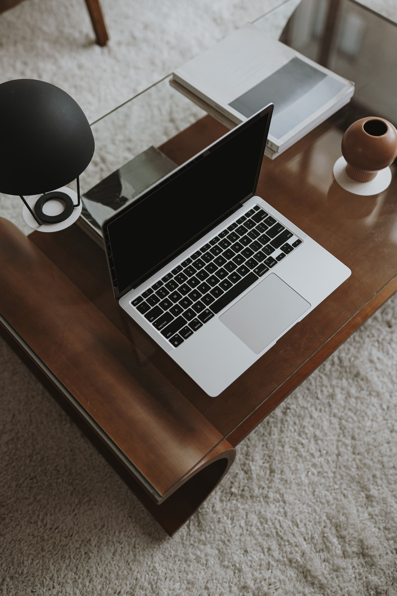 Laptop on Living Room Table