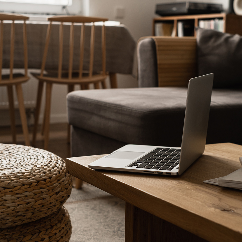 Laptop in Living Room Table 